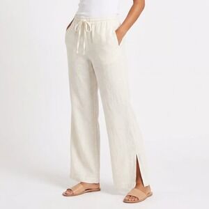 Express Pants Womens 5/6 White Coin Pocket Drawstring Waist Ankle Slit Wide Leg